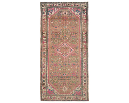 5x11 Vintage Brown Persian Style Hand Knotted Low Pile Wool Area Rug